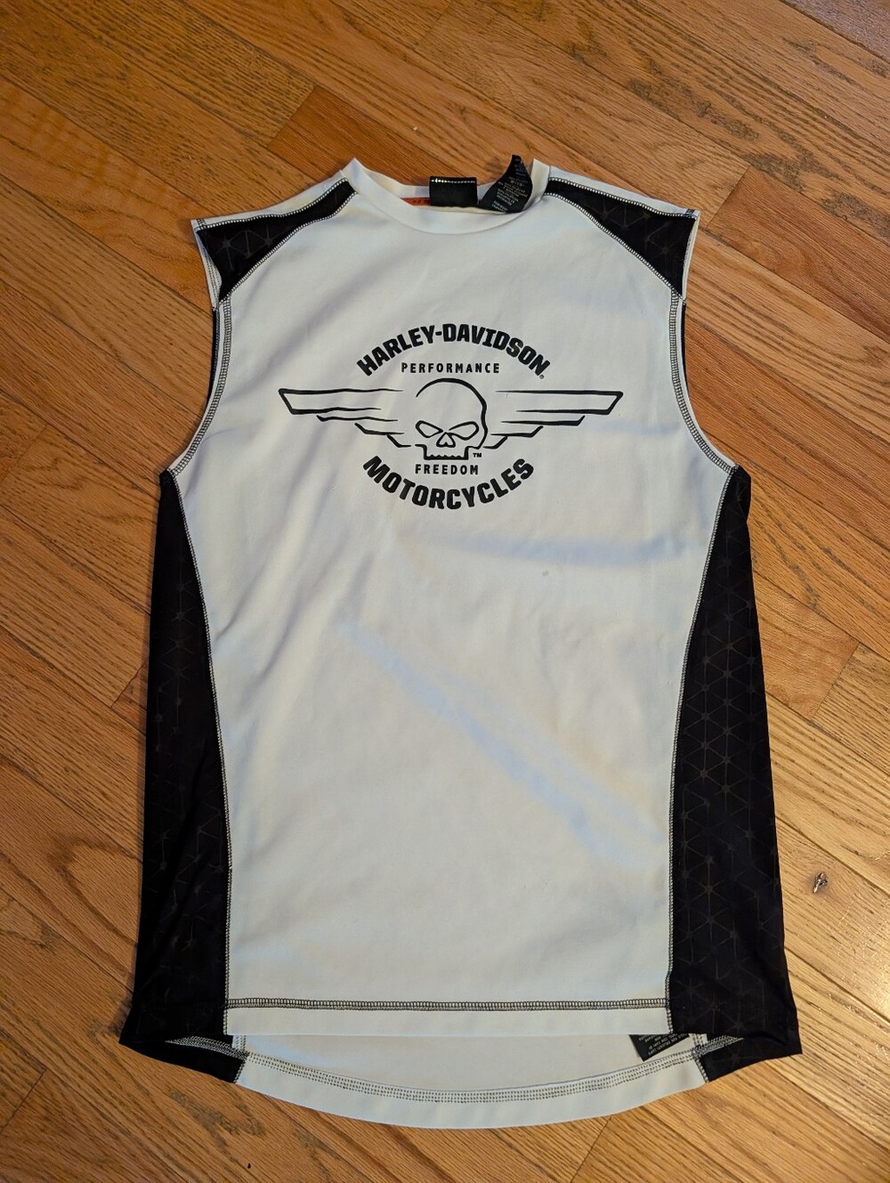 Vintage Y2K 2000s Harley Davidson Performance Tank Top Black White Skull Workout